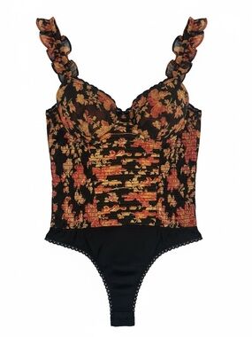 NWOT Free People Weekend Plans Floral Lace Bodysuit Boho Cottagecore Top Small